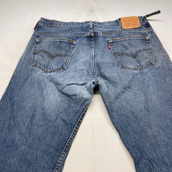 THRASHED Levi's 569 Loose Straight Jeans Mens 36x34 Blue Denim Mid Rise Zip Fly - Picture 4 of 13
